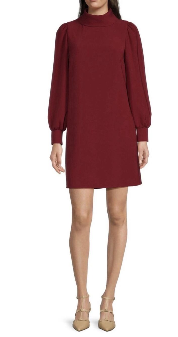 Alex Marie women's 6 Shift Dress burgundy wedding quest designer modern $158 NWT
